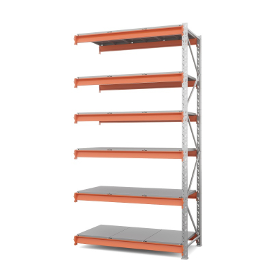 Секция приставная стеллажа металлического ОПТИМА, 3500х2500х785 мм. Полки: 6 шт. метал. HV Market