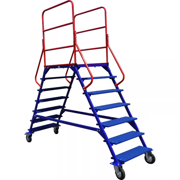 Лестница передвижная, шесть ступеней и два марша ЛР 6.2 (785х2135х2330) 160 ч. р., тормоз, поворотн. HV Market