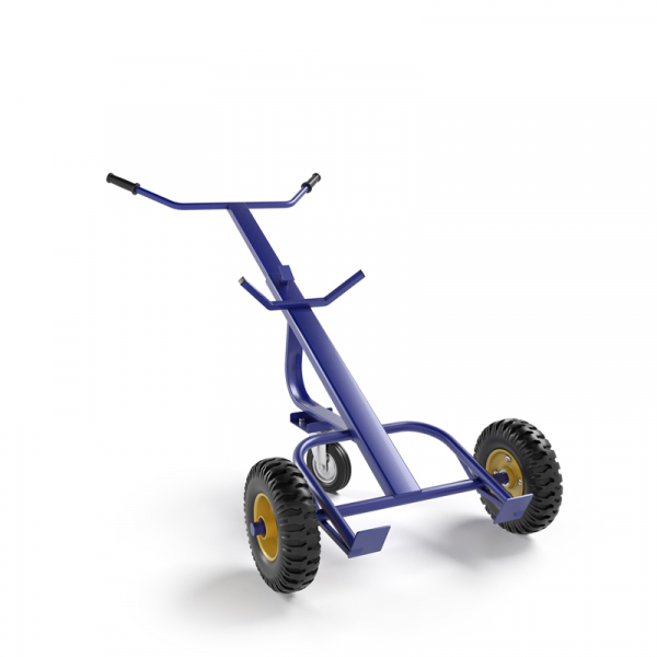 Тележка для транспортировки металлических бочек КБ 1 г/п 220 кг. колеса пневматические 250 мм HV Market