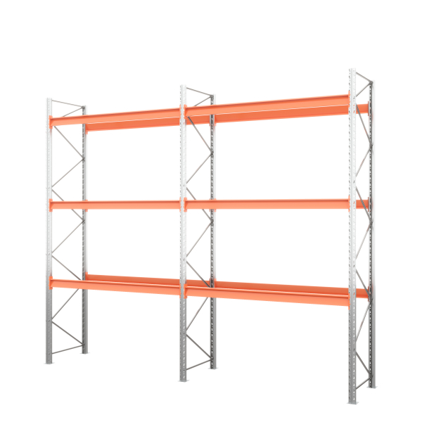 Две секции стеллажа металлического паллетного 4500х1800х1100 мм. Ярусы: пол+3 HV Market