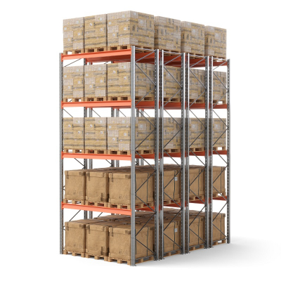 Стеллаж двойной глубины 6000х2700х1100 мм. Уровни хранения: пол+4 (3000 кг на ярус) HV Market