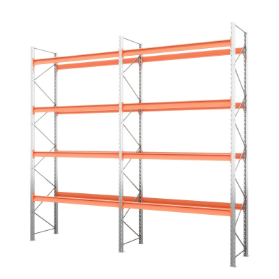 Две секции стеллажа металлического паллетного 6000х2700х1100 мм (85.1.5). Ярусы: пол+4 HV Market