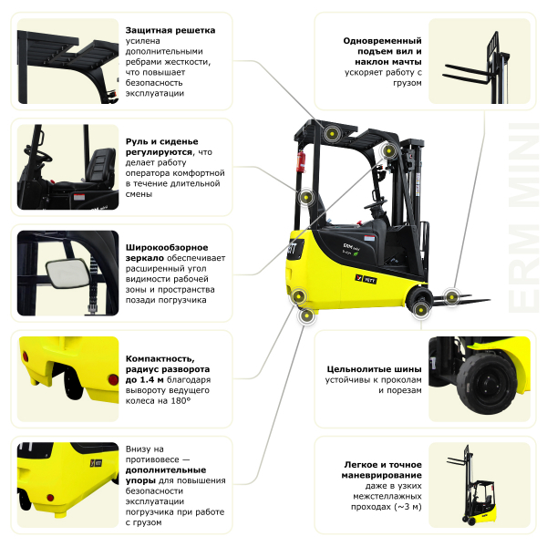 Электрический мини-погрузчик YETT ERM13 mini li-ion M350 HV Market