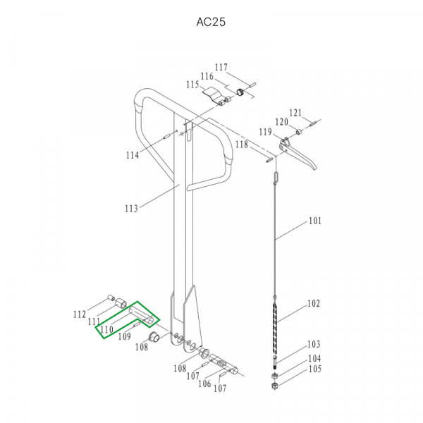 Ось нажимного ролика для гидравлических тележек JC20