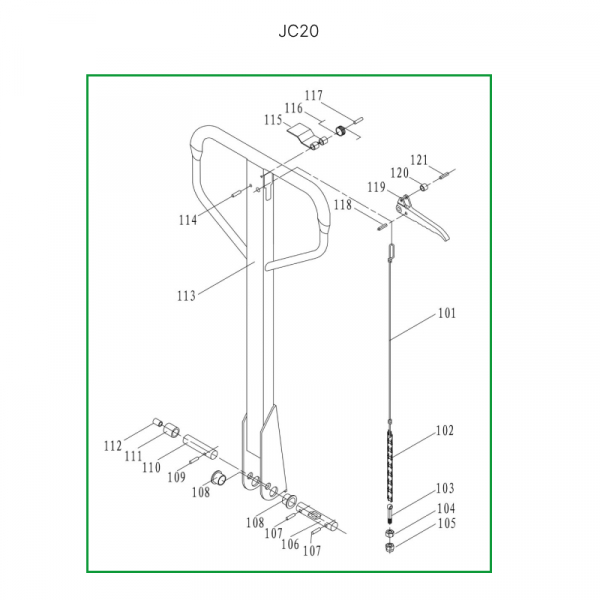 Ручка  в сборе для гидравлических тележек JC20 HV Market